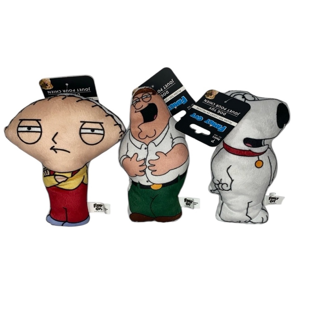 Family Guy Squeaky Dog Pet Toys - Peter, Brian & Stewie